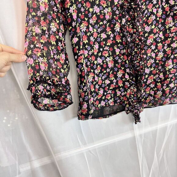 Vintage Richard Malcom 100% silk button down floral blouse Md whimsygoth boho - Picture 5 of 10